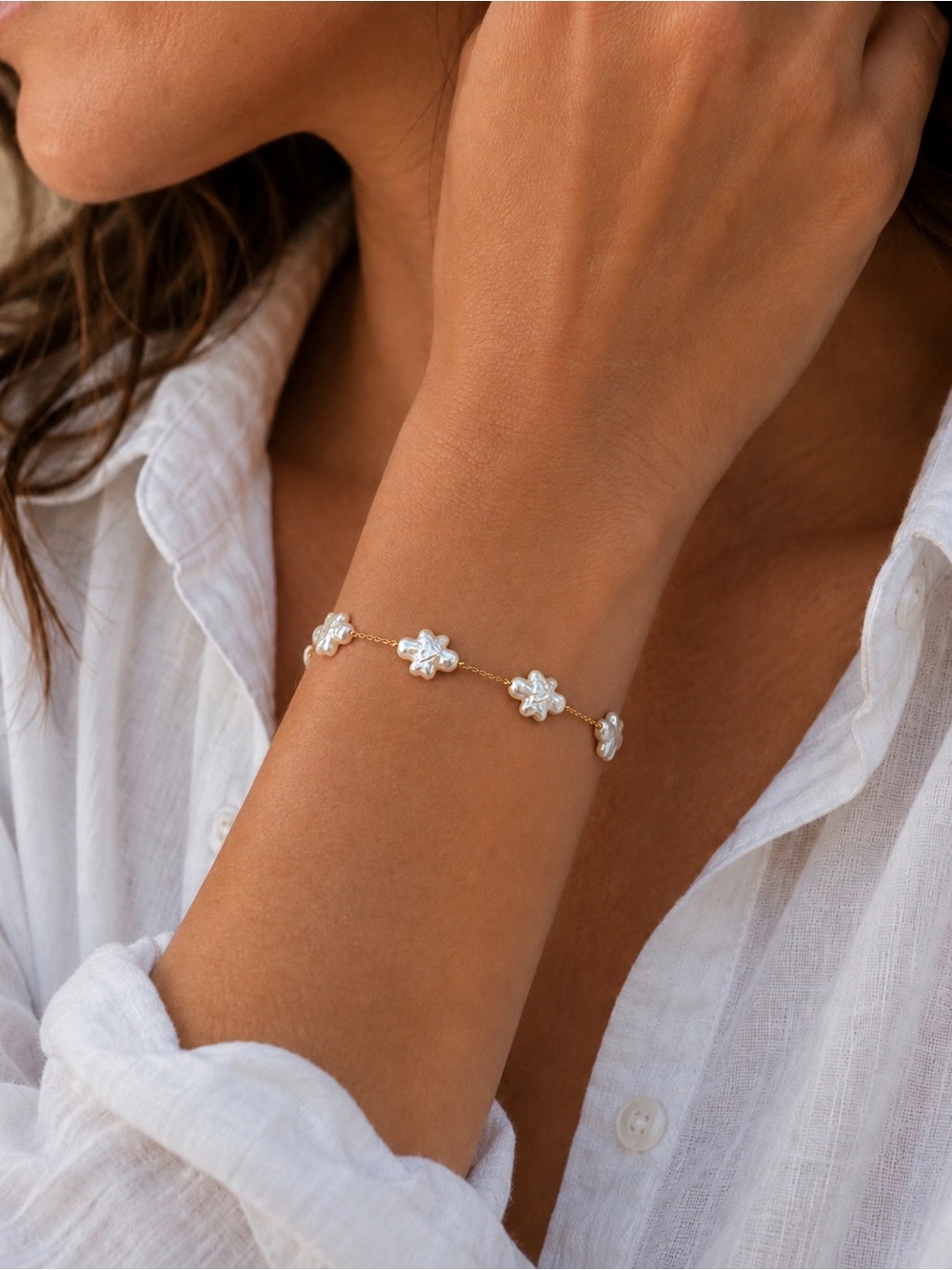 Freshwater Pearl Cross Bracelet/Anklet - Made to Order